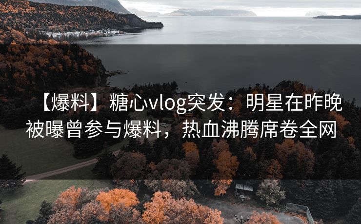 【爆料】糖心vlog突发：明星在昨晚被曝曾参与爆料，热血沸腾席卷全网