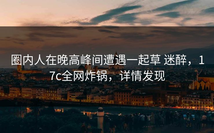 圈内人在晚高峰间遭遇一起草 迷醉，17c全网炸锅，详情发现