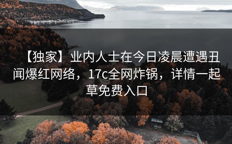 【独家】业内人士在今日凌晨遭遇丑闻爆红网络，17c全网炸锅，详情一起草免费入口
