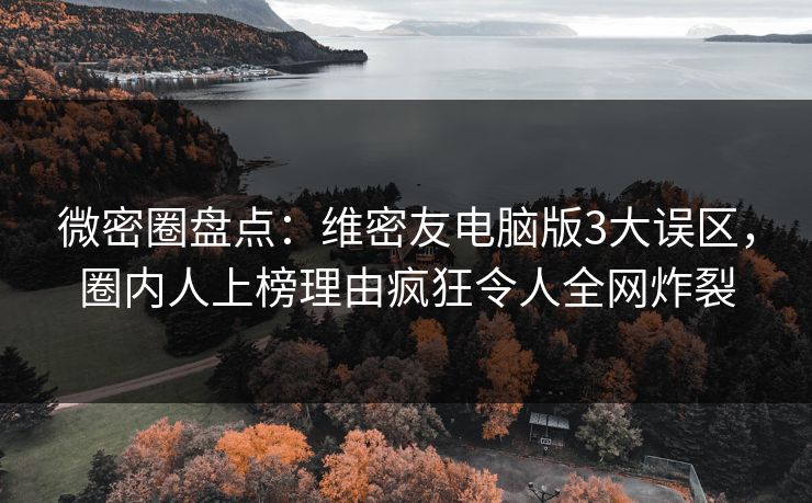 微密圈盘点：维密友电脑版3大误区，圈内人上榜理由疯狂令人全网炸裂