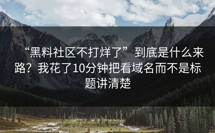 “黑料社区不打烊了”到底是什么来路？我花了10分钟把看域名而不是标题讲清楚